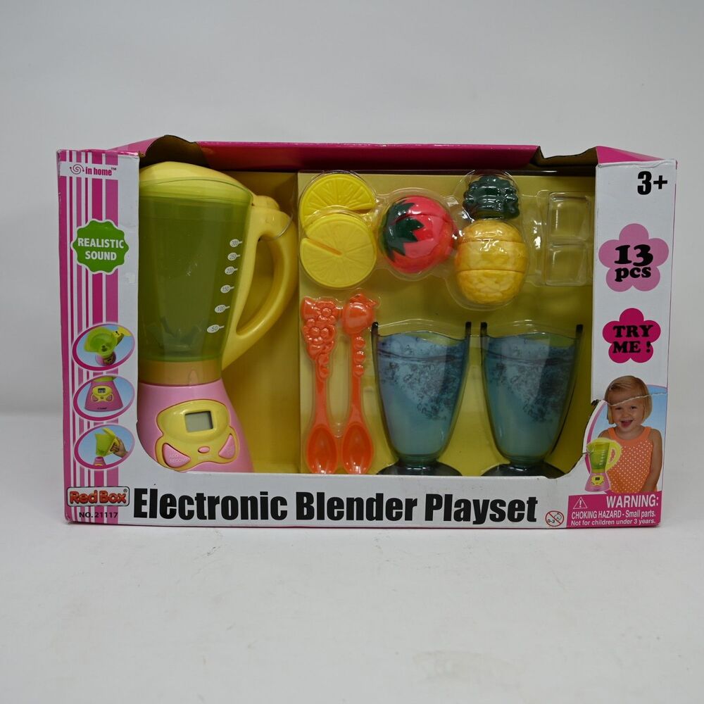 Red Box Electronic Blender Playset 13-Piece Pretend Kitchen Toy w Box